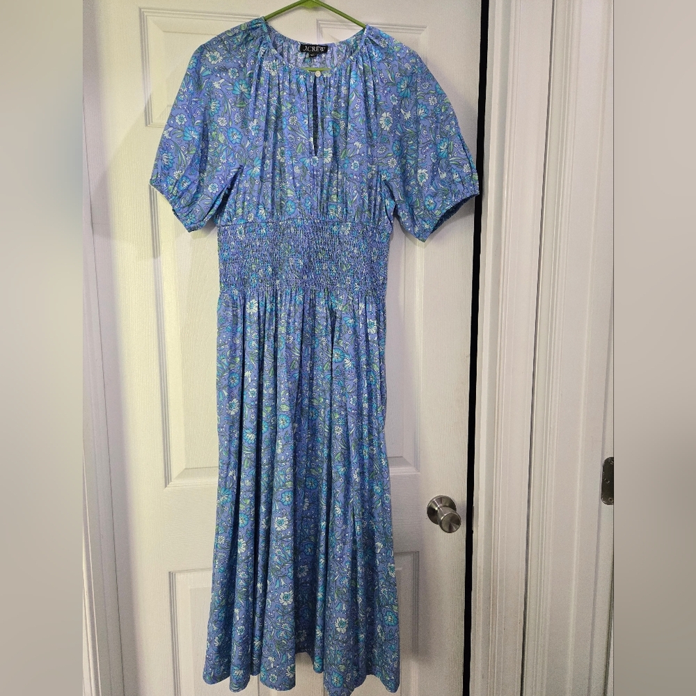 J. Crew Blue Floral Midi Dress